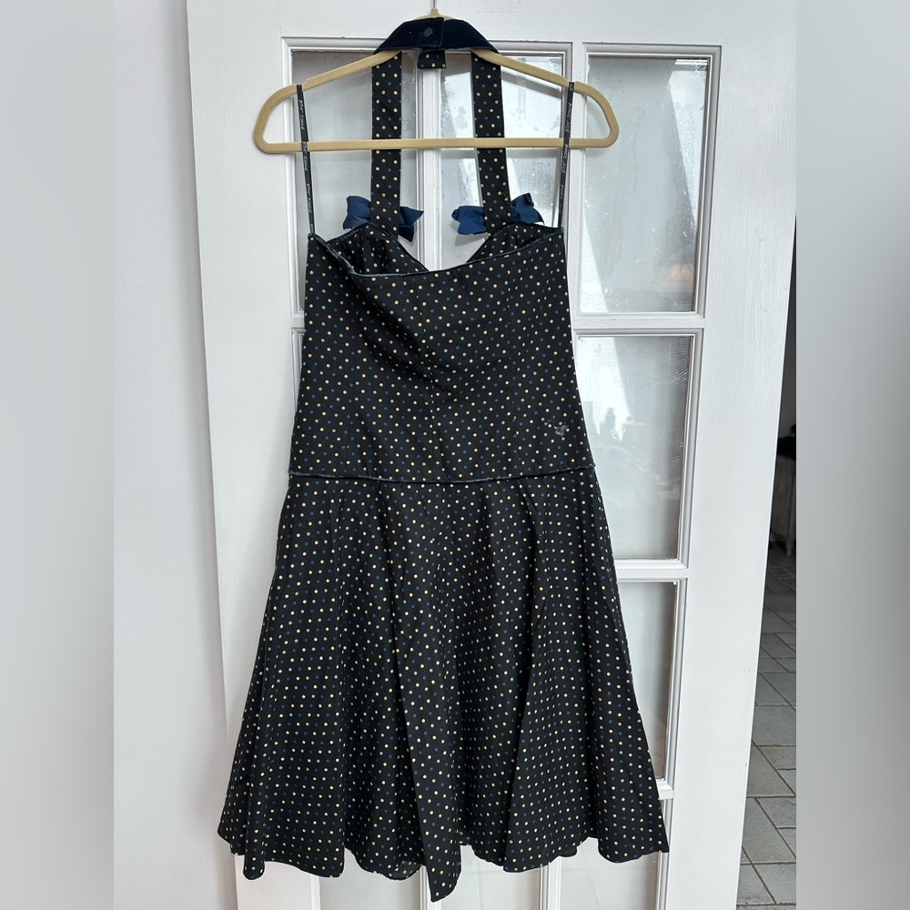 Vintage Betsey Johnson 90s Silk Bow Polka Dot Pinup Rockabilly Dress Size 10 M - Picture 8 of 15